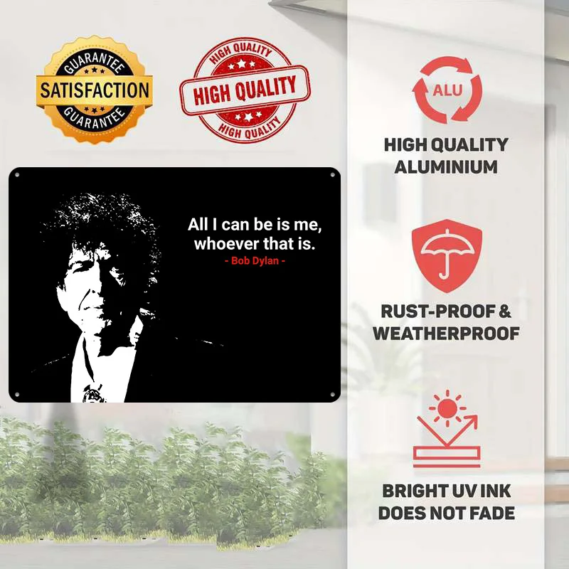 Quotes Bob Dylan Personalized 3D Textured Metal Poster Wall Art Tinplate Sign for Bedroom Decoration Room Decorating Interior