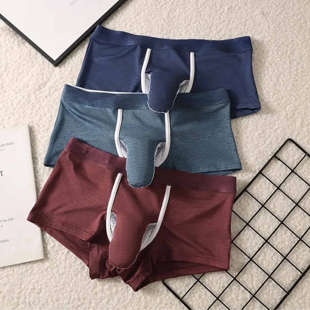 Soft Fabric Men Underwear High Elasticity Boxers Men's Breathable Boxer Underwear High Elasticity Mesh Pouch Shorts for Sports