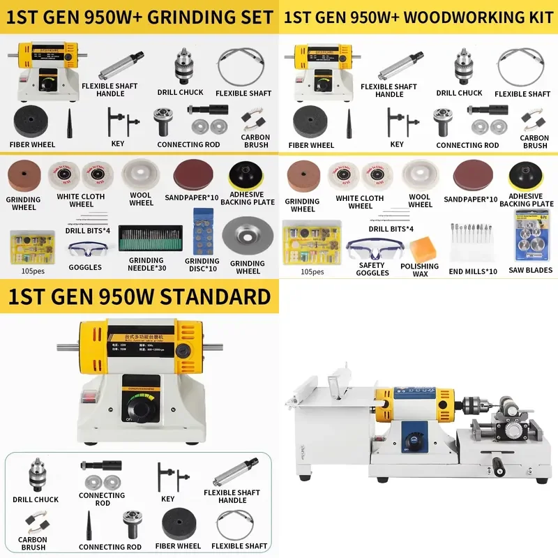Imported Multi-Function Electric Bench Grinder Jade Carving Machine Complete Polishing System Bench Grinder Small