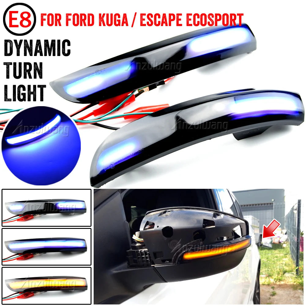 

Fit For Ford Kuga II Escape 2013-2019 2pcs Dynamic LED Turn Signal Lights Rearview Mirror Indicator Blinker Repeater