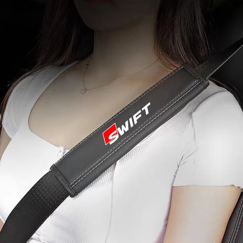 2 pezzi in pelle nappa cintura di sicurezza spalla coperture protezione accessori interni per Suzuki SWIFT Sport 2005-2015 2016 accessori