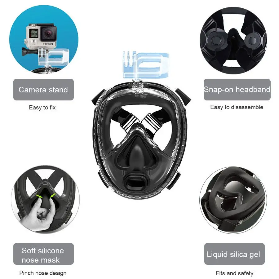 DEDEPU-Professional Breathing Valve for Adults, Scuba Mask, Swimming Mask, Underwater Photography, Mirror Diving Mask