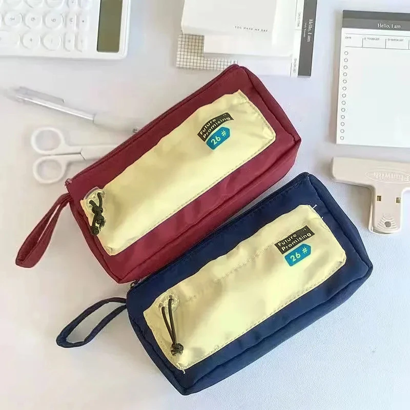 Multi Pocket Desktop Storage Pouch Japanese Style Multi-layer Large Capacity Stationery Bag Waterproof Pencil Pouch Student