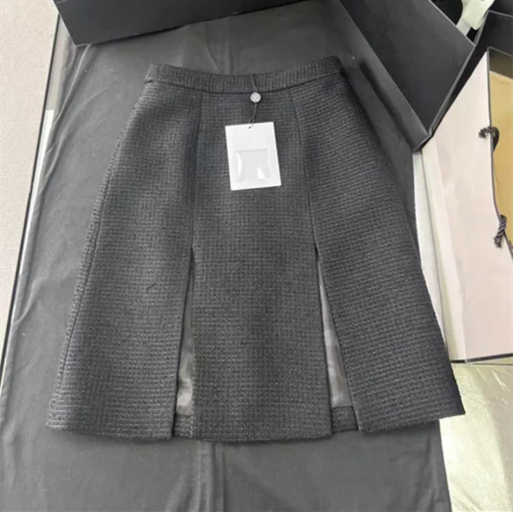Customization European women's fashion 2026 spring new styles Long-sleeved single-button tweed coat with slit skirt set