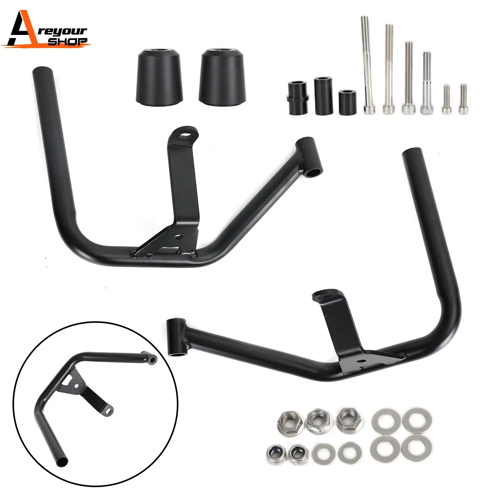 

Areyoursohp Crash Bars Protection Engine Guard Frame Black Iron Fits For Trident 660 2021 Motorcycle Parts