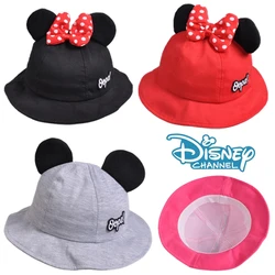 Disney-Sombrero de Sol de Minnie y Mickey Mouse para niños, gorro de pescador de dibujos animados, protección UV para exteriores, Panamá, regalo de verano