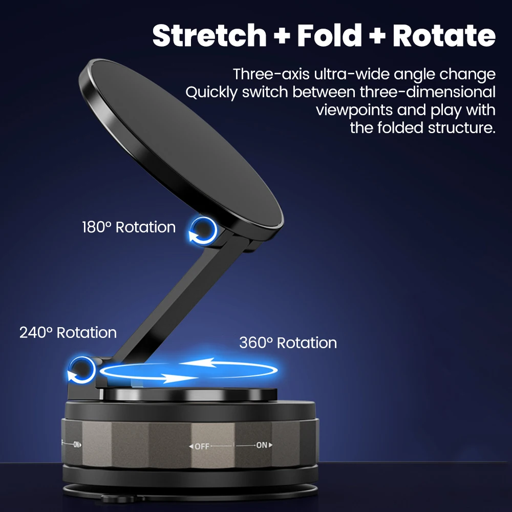 360 °   Soporte magnético para móvil de coche con rotación plegable, soporte Universal fuerte para teléfono para iPhone 15 16 Samsung Huawei