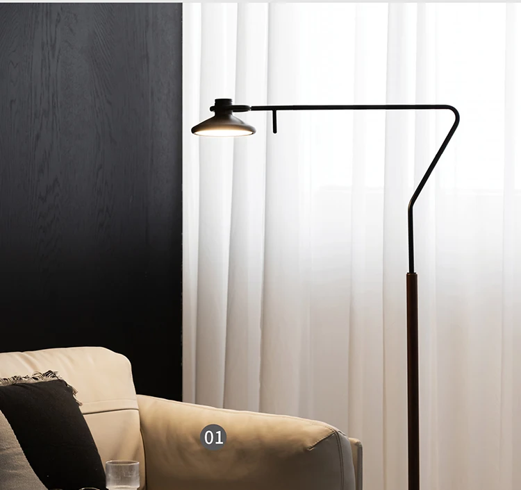 Nordic Designer Vertical Floor Lamp Living Room Bedroom Decoration Solid Wood Corner Lamp