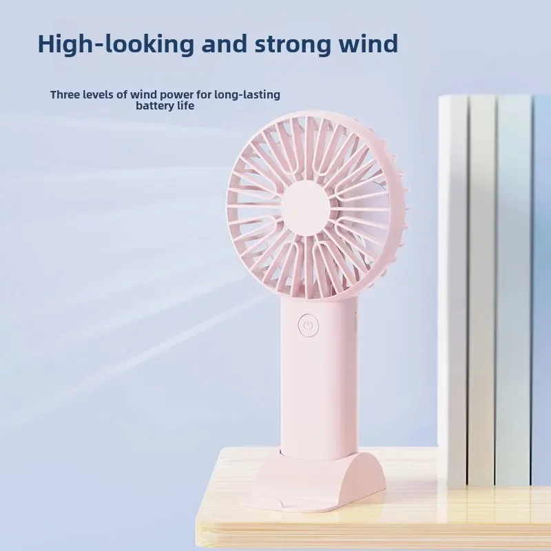 Stylish High Power Mini Fan with 3 Speed Quiet Operation and Phone Stand Feature Perfect for Cooling and Entertainment On the Go