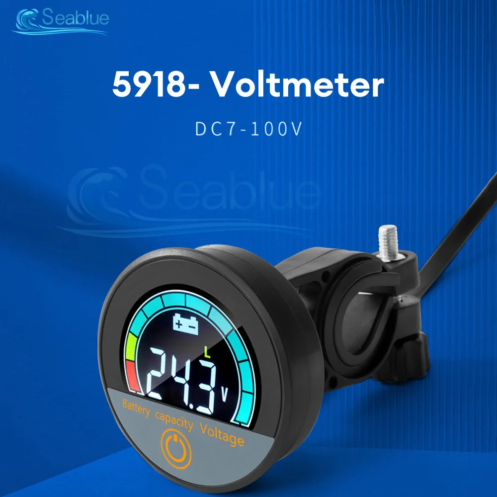 DC8-100V Waterproof LED Digital Display Voltage Gauges Round Panel Car Voltmeters with Terminals Voltmeter Battery Tester