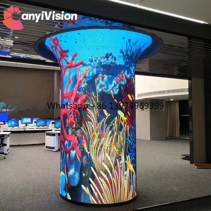 Ball Shape Led Display Soft Custom Pillar Led Irregular Indoor Led Video Commercial Building Wall Displays