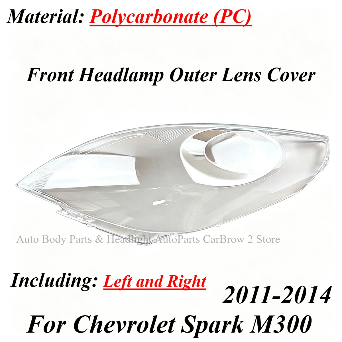 For Chevrolet Spark M300 Clear PC A Pair Front Headlamp Outer Lens Cover Protective Lamp Casing Replacement Shell Fit 2011-2014