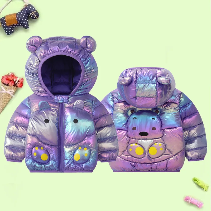 1 2 3 4 5 Years Baby Down Jacket Cute Bear Winter Hooded Zipper Girls Coat Waterproof Boys Outerwear Birthday Gift Kids Clothes