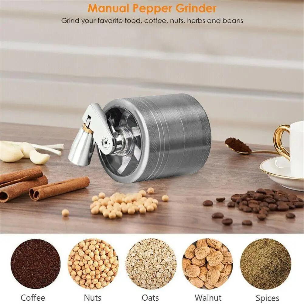 40mm 4 Layers Hand Muller Herb Tobacco Spice Herbal Metal Smoke Crusher Portable Grinder With Handle