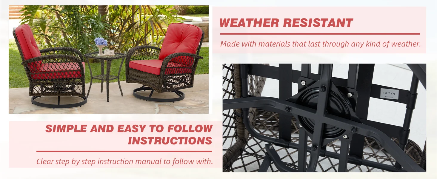 Outdoor Swivel Rocker Patio Chairs 360 Degree Rocking Patio Conversation Set