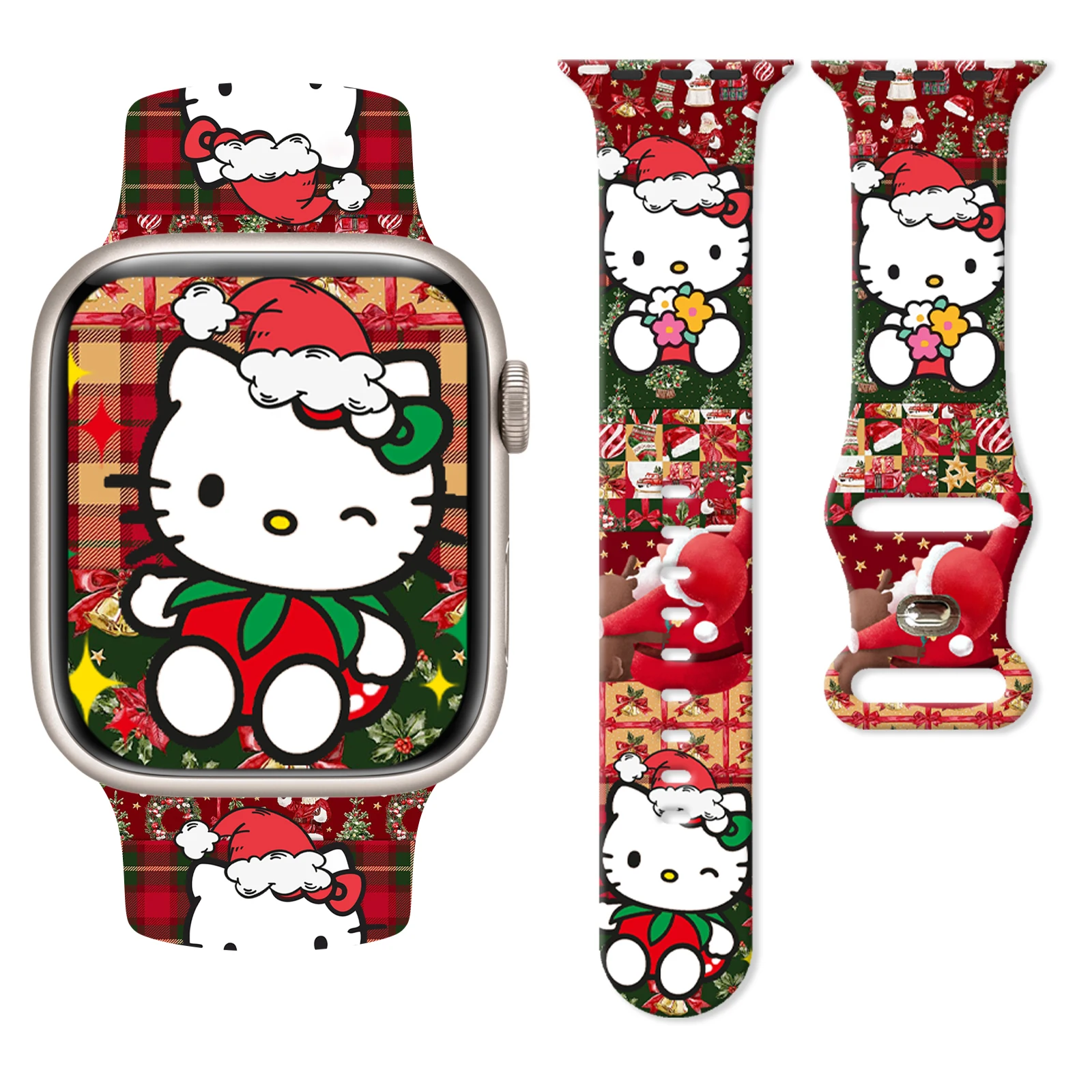

Sanrio Christmas KT Cat Strap for Apple Watch 11 10 9 Silicone Band Replaceable Bracelet for iWatch 46mm 44mm 42/41mm Watchband