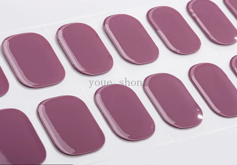 16Tips Macaron Effen Kleur Semi-Uitgeharde Gel Nagel Patch Zelfklevende Sliders Langdurige Volledige Dekking Nagel Stcikers Uv Lamp Nodig