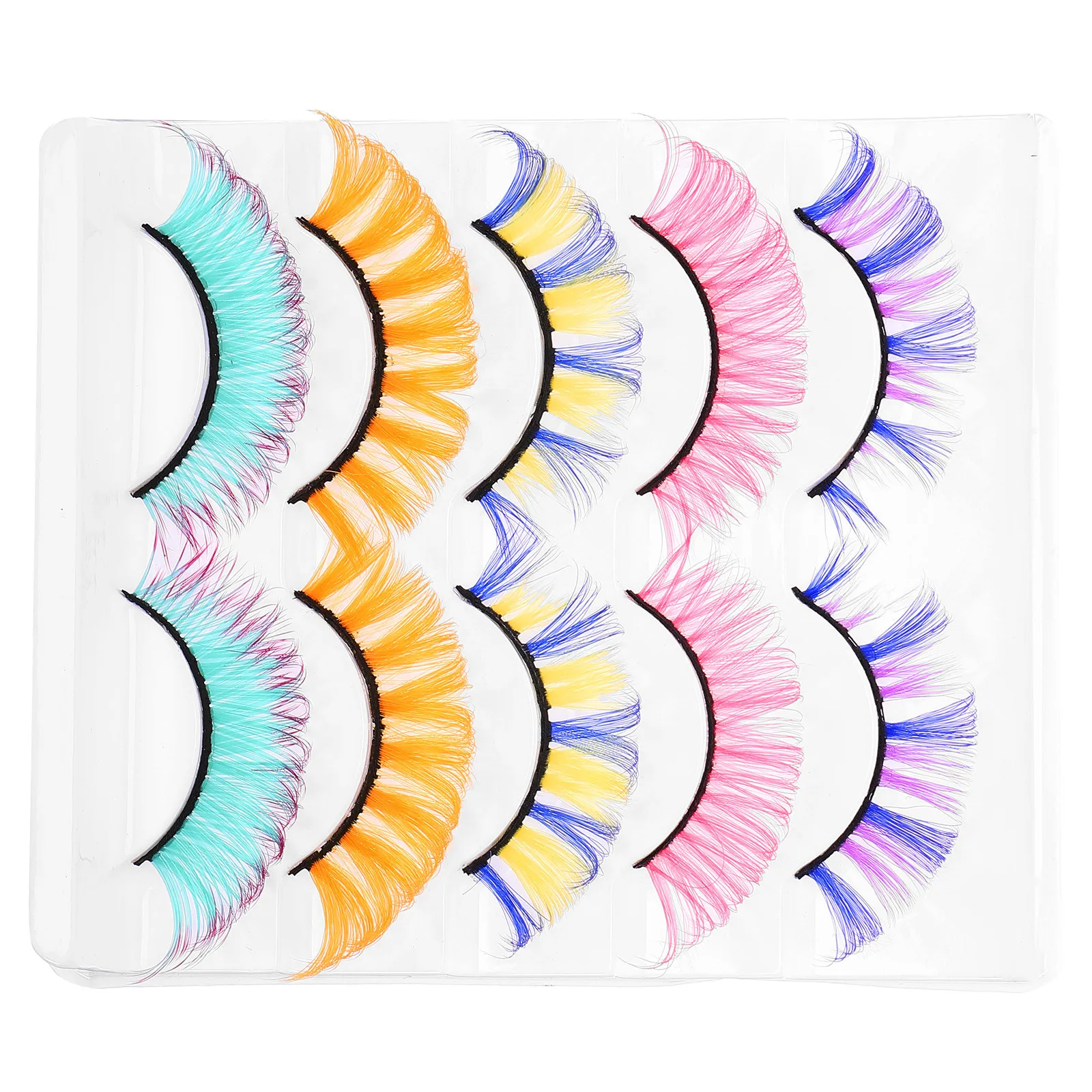 5 pares de cílios postiços coloridos encaracolados acessórios de maquiagem natural extensões individuais de cílios postiços para mulheres meninas leves