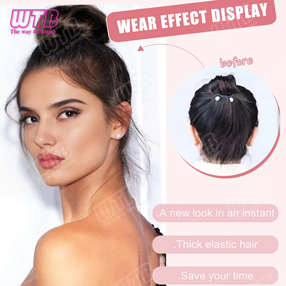 WTB Donut Bun Wig Synthetic Wig, Messy Bun Wig Hair Extensions High Bun Hairstyle Suitable for Women's Daily Wear and Holidays
