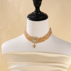 Algreian Hand Beaded Head Chain Adjustable Necklace Middle East vintage fine beads head chain Moroccan girl headband