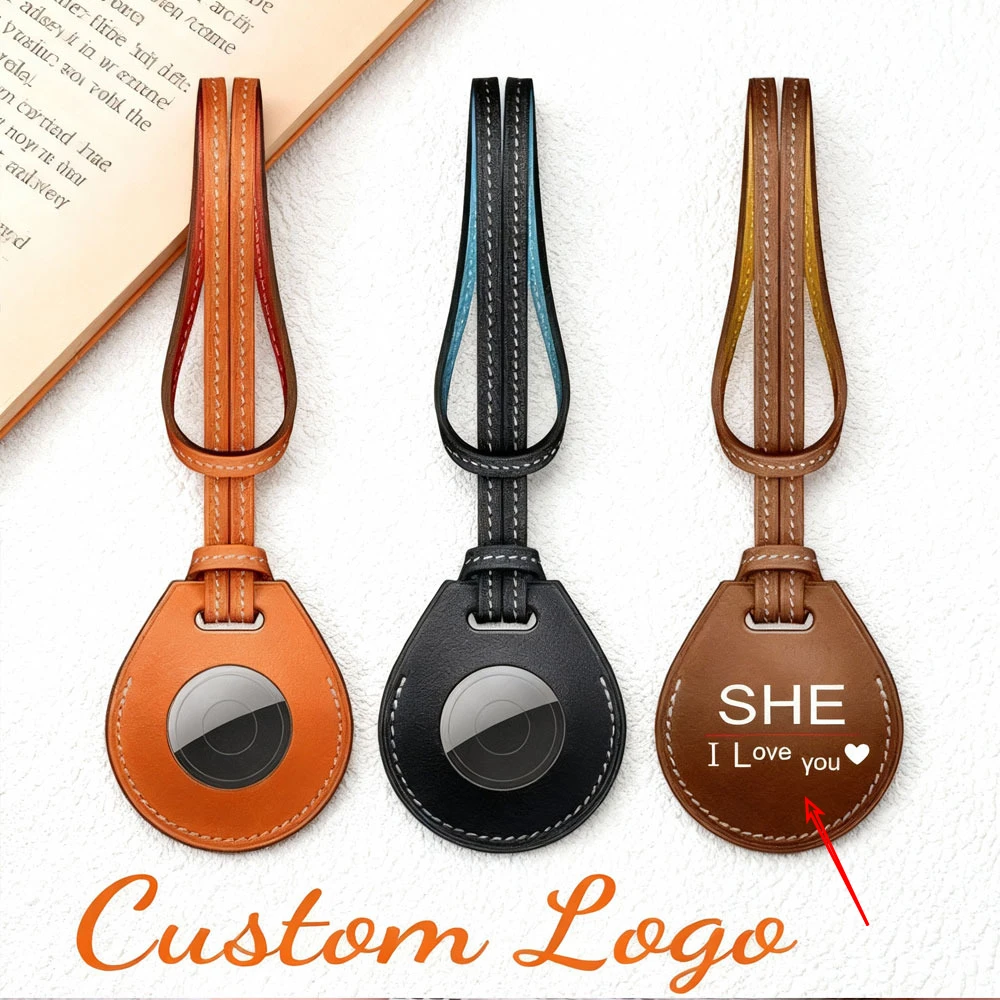 

Protective for Airtag Leather Key Chain Ring Engrave Laser Keyring Customized Tracker Location Case Keychain Men and Women Gift