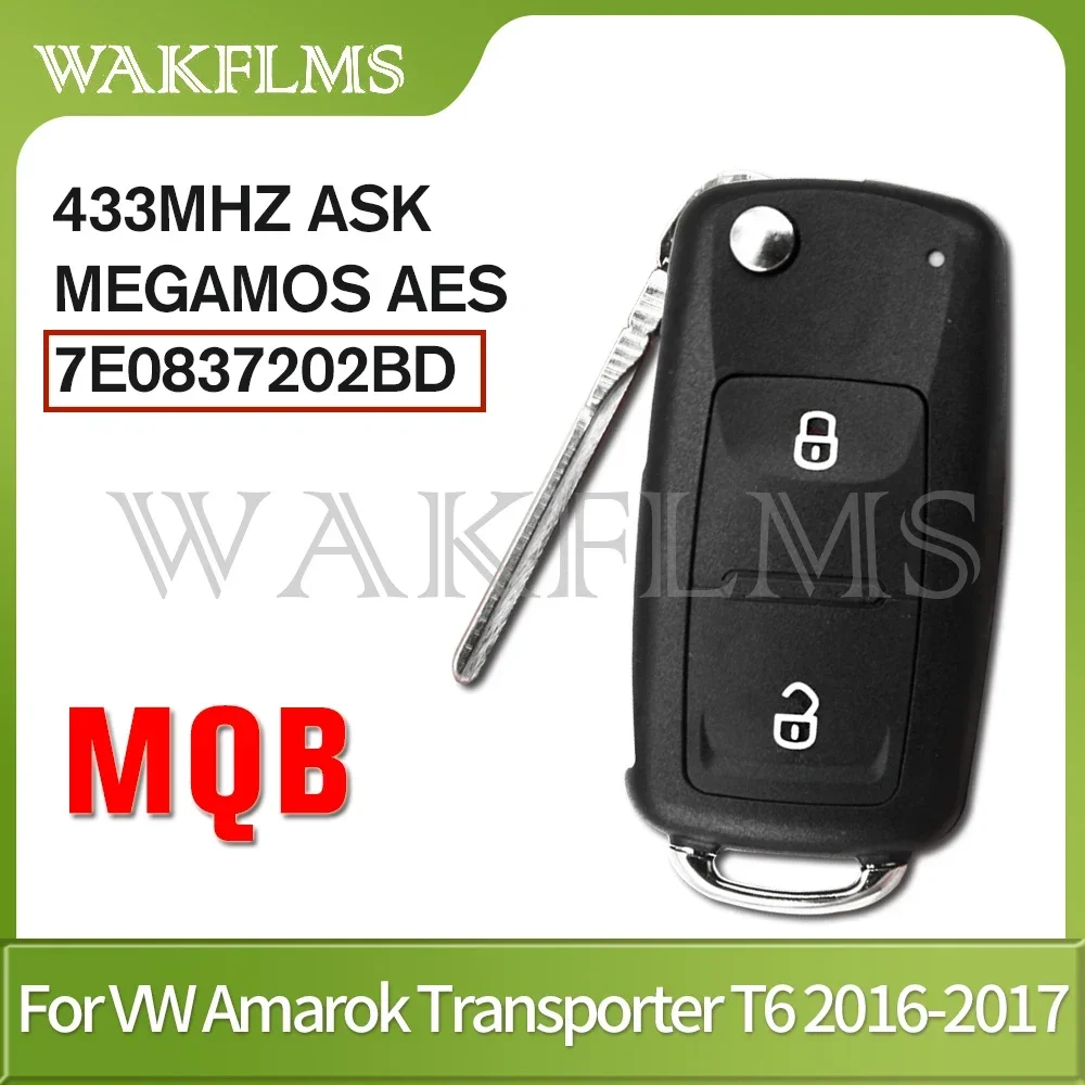 MQB ID88 Chip 7E0837202BD 7E0 837 202 BD Remote Car Key 433MHz For VW Amarok Transporter T6 2016 2017