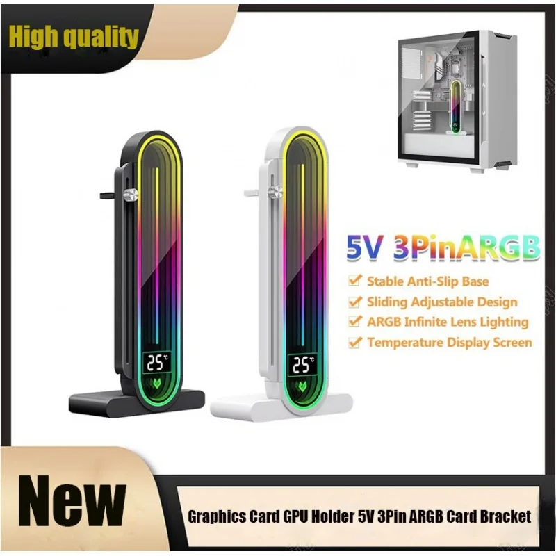 

Держатель для видеокарты Z Graphics Card GPU, 5V 3Pin ARGB, кронштейн для видеокарты с дисплеем температуры, FS