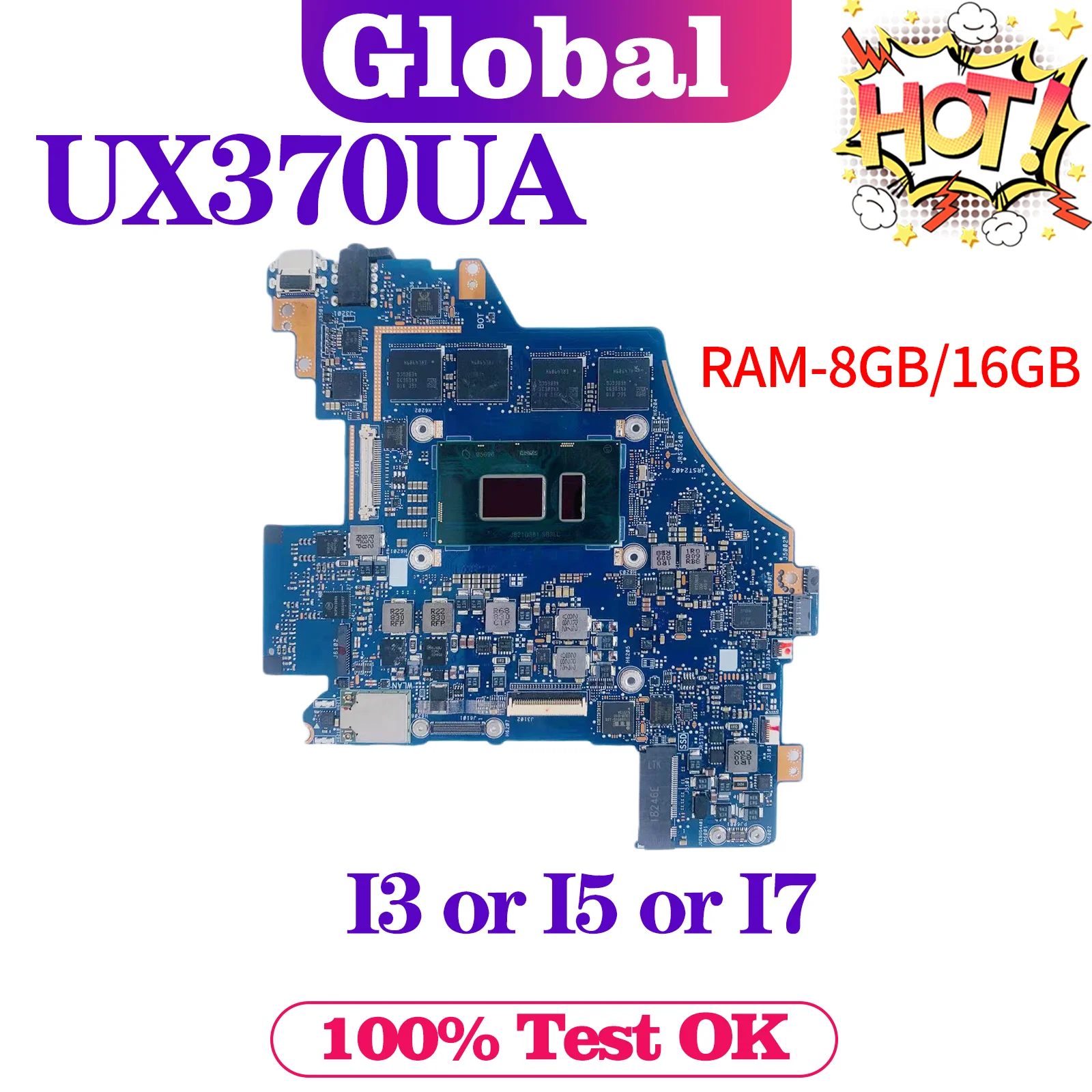 

KEFU UX370U Mainboar For ASUS Zenbook UX370 UX370UAR UX370UAF UX370UA Q325UA Q325UAR Laptop Motherboard I3 I5 I7 7th/8th 8G/16G