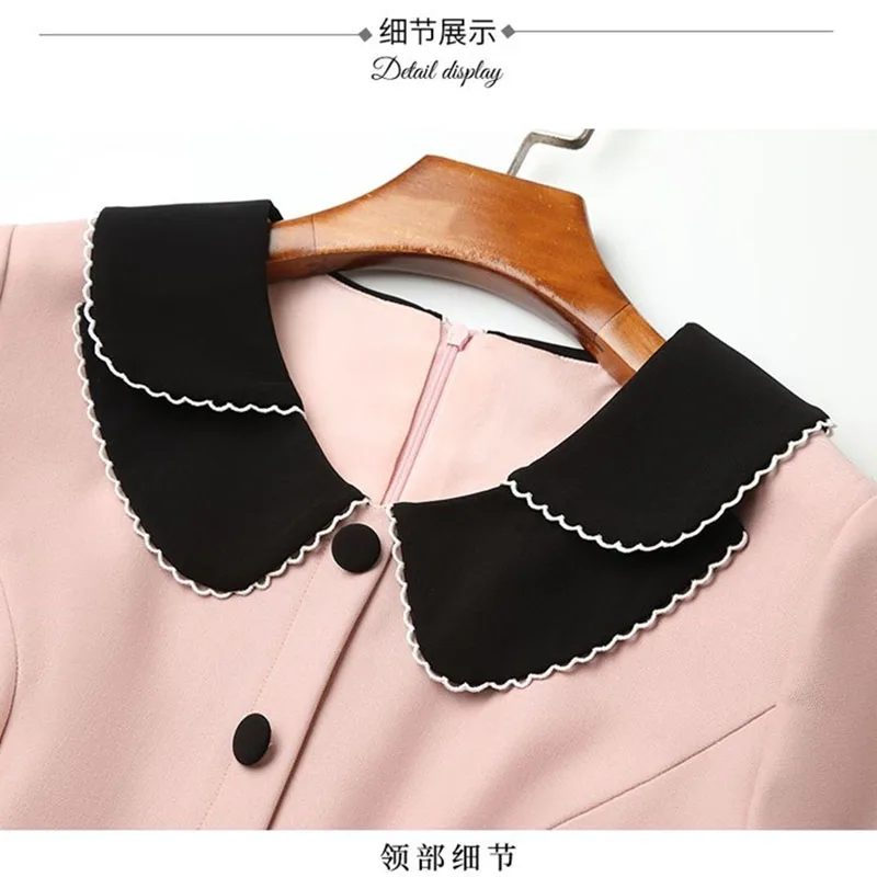 Fashion Famous Lady Dress Women\'s 2024 Spring Autumn New Style High-End Exquisite Contrast Color Show Thin Fake Two Pieces Dress