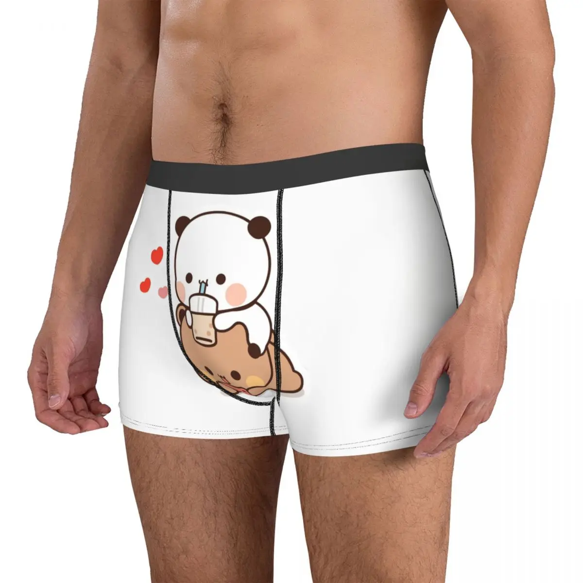 Bubu Dudu Enjoying Time Men Underwear Panda Bear Boxer Briefs Shorts Panties Funny Soft Underpants for Male