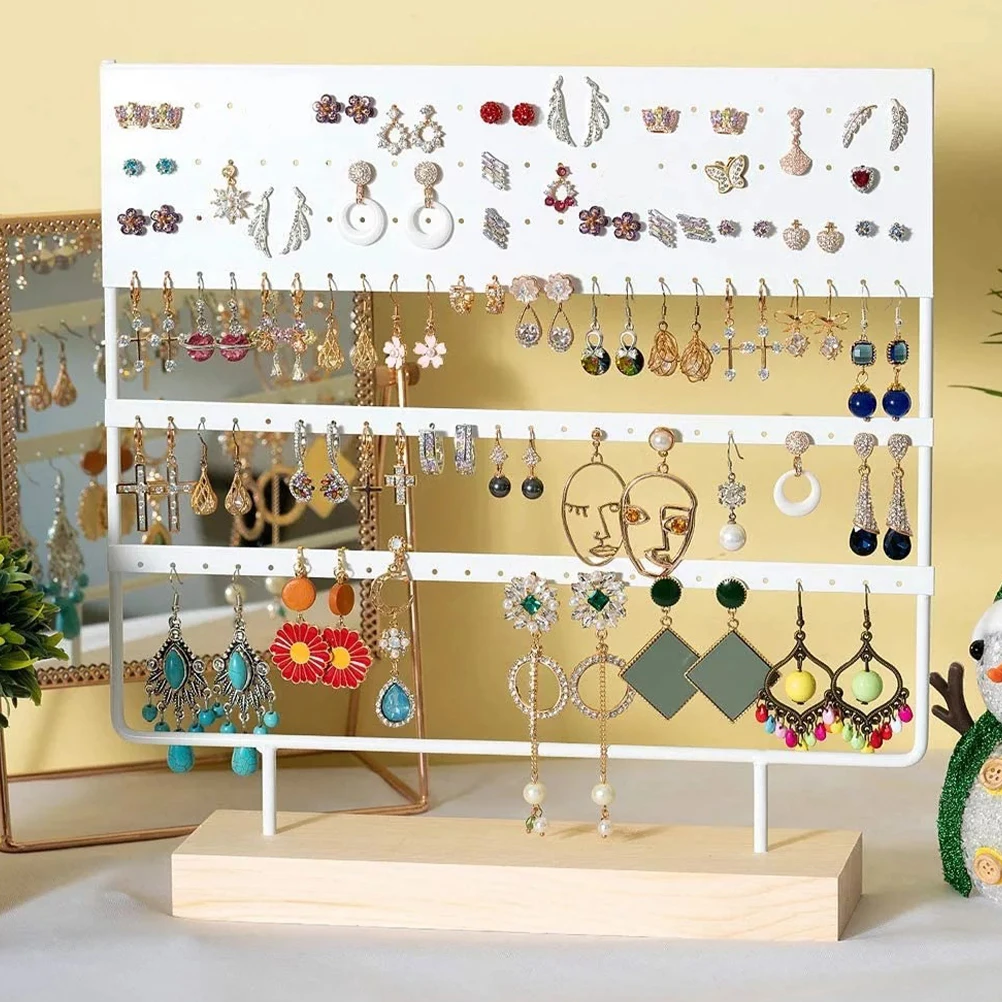 

144 Holes Jewelry Display St Earring Holder ganizer Black Color Multi Layer Necklace Storage Rack For Home Supplies