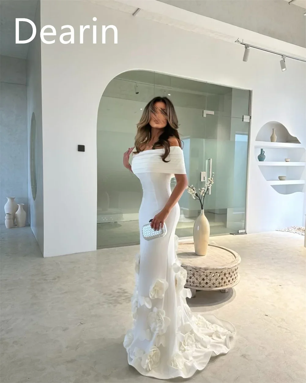 Customized Evening Gown Women Formal Dearin Off-the-shoulder Sheath Floor Length Skirts Draped Bespoke Occasion Dresses Prom Dre