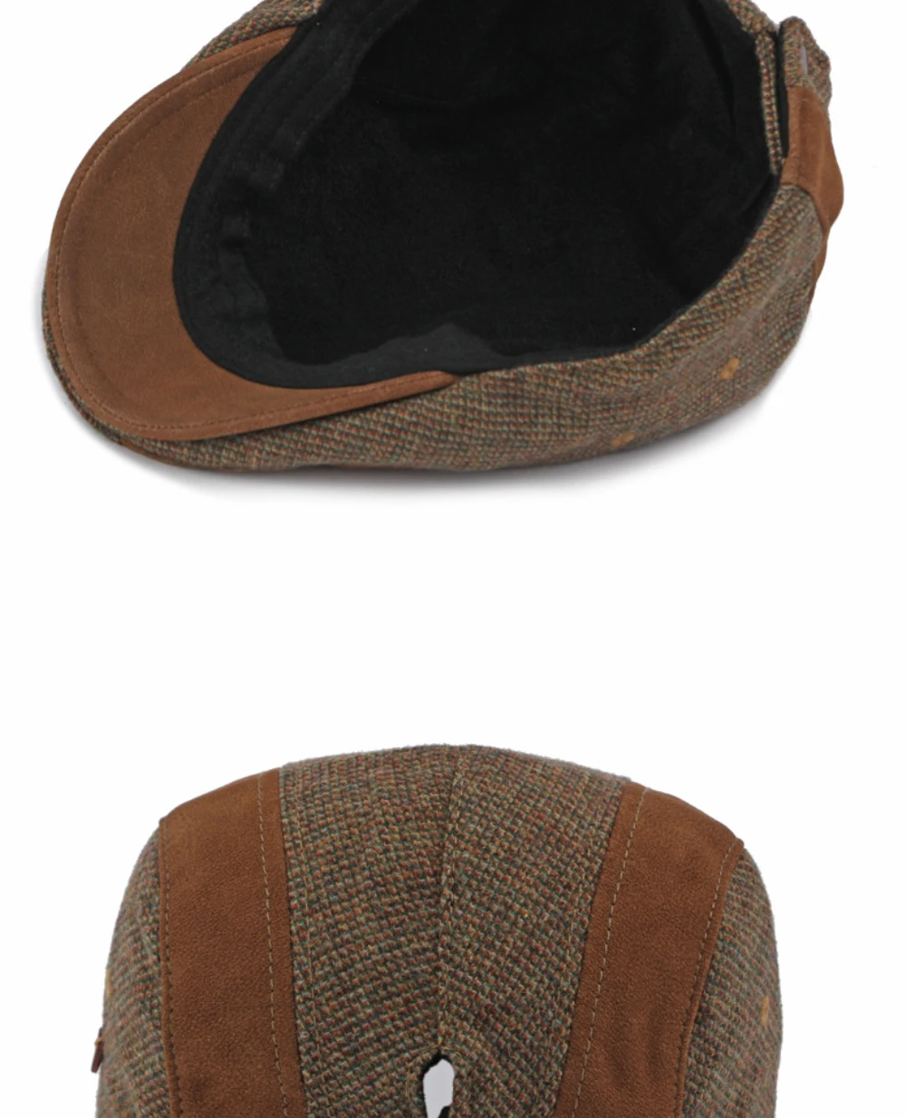 HT5165 Herren- und Damen-Baskenmütze, Künstlermütze, Wollmütze, dicke, warme Ivy-Flatcap, mit Fleece gefüttert, für Herbst und Winter. – Detail 12