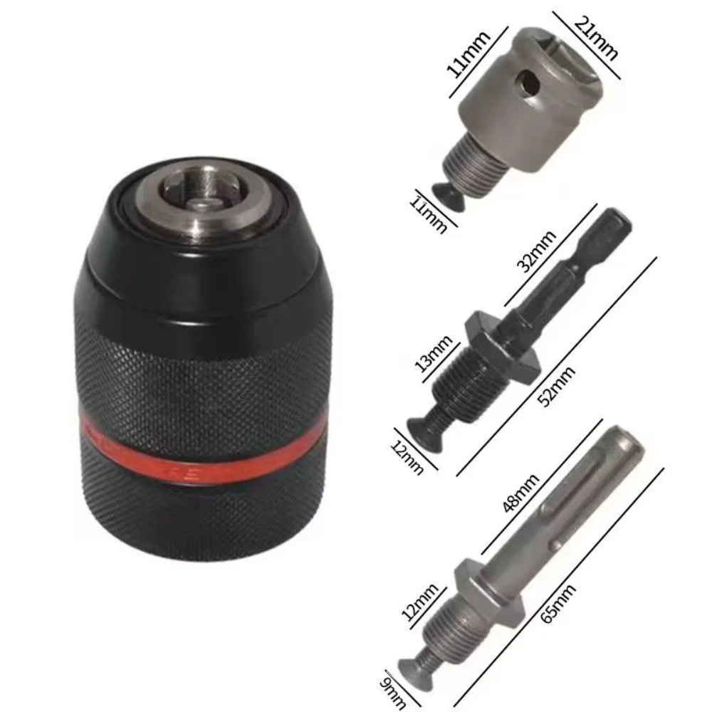 2-13mm Threaded Keyless Metal Hex Shank Drill Chuck Square Quick Grip Adapter Drill Bit Screwdriver Tap Socket Chuck