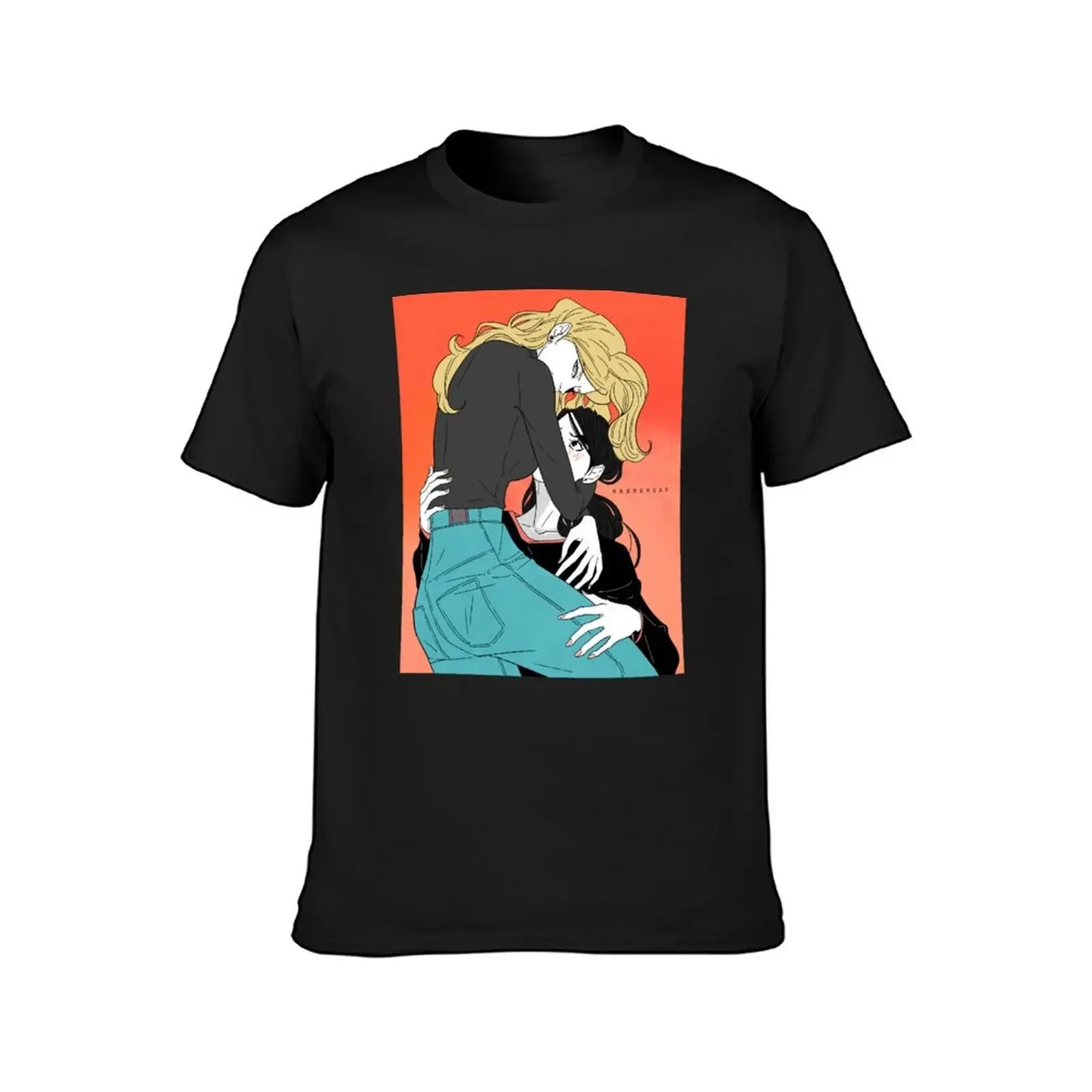 Mitsu and Celia Hug Blindfold Mashersan T-Shirt essential t shirt designer shirts man clothes t shirts for men