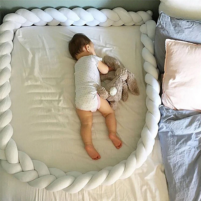 1.5M Handmade Woven Bed Surround Extra Thick Crib Long Fried Dough Twists Edge Anti Collision Strip Protector