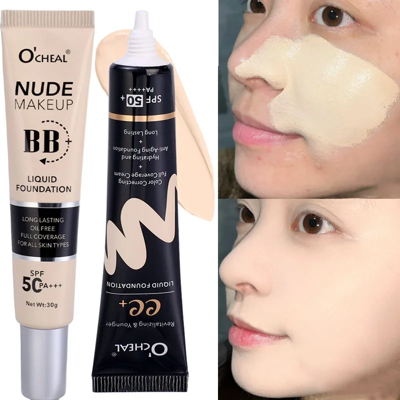 Waterproof Oil Control BB Cream Foundation Lasting Brightening Skin Moisturizing Cover Dark Circles Face Primer Concealer Makeup