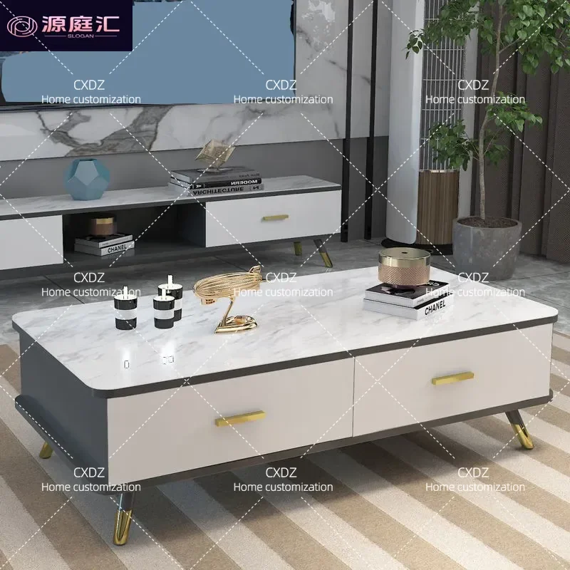 Modern Simple TV Stand Coffee Table with Drawers for Living Room Small Apartment Rental House Furniture Storage Cabinet