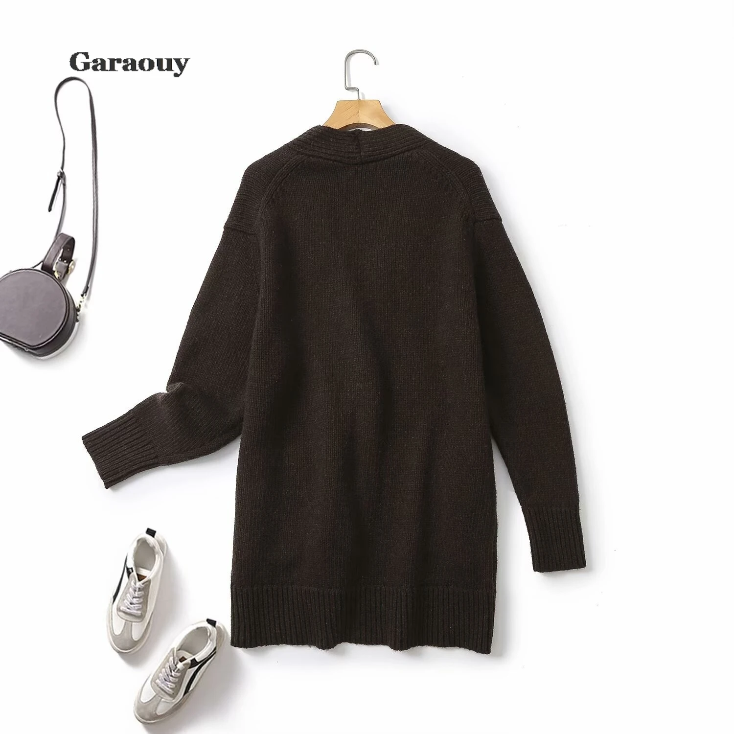 Loose Cardigan Women Wool Sweater Long Sleeve V-neck Knitted Slouchy All-match Female Winter Coats Korean Style Chic Baggy Tops