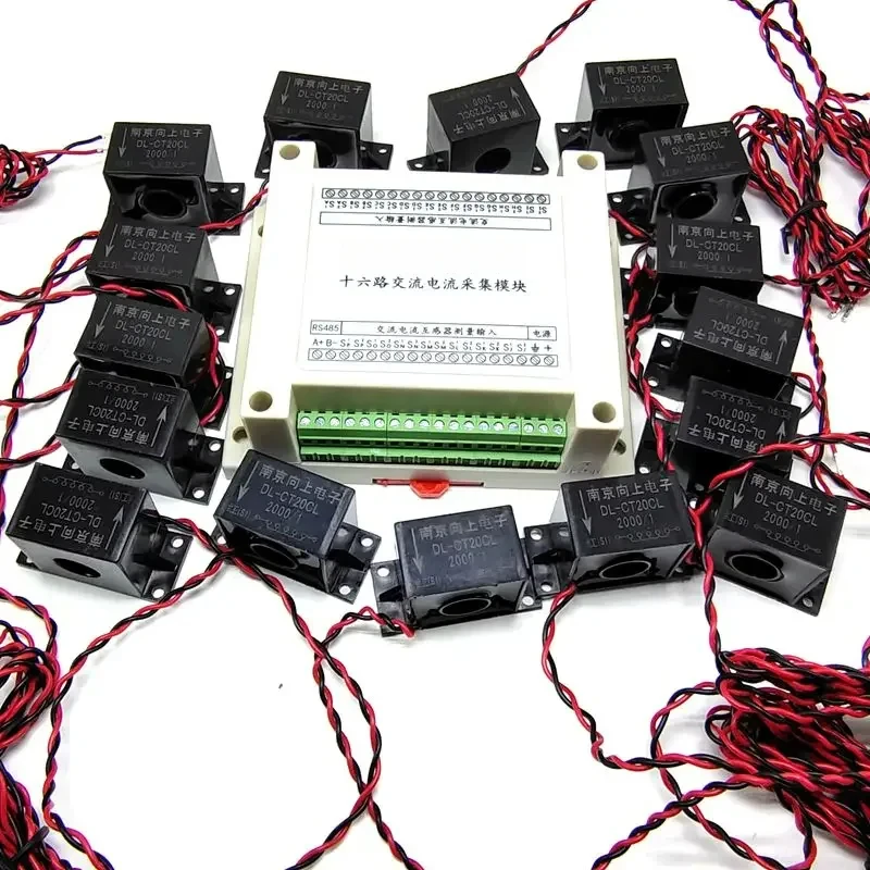 40A Multi- 16-Channel AC Current Frequency Measurement Acquisition Module RS485 Sensor Transmitter MODBUS-RTU