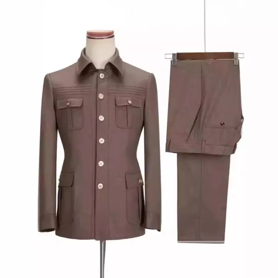 남성 정장 2피스 슬림핏 블레이저와 바지 세트 웨딩 파티 비즈니스 정장 신랑 턱시도 사무실 정장 재킷 바지