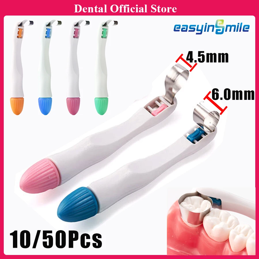 

10/50 шт. регулировка стоматологических матричных лент, держатель молярных/паралярных матриц, резинки для восстановления зубов, предварительно формованные 4,5/6,0 мм