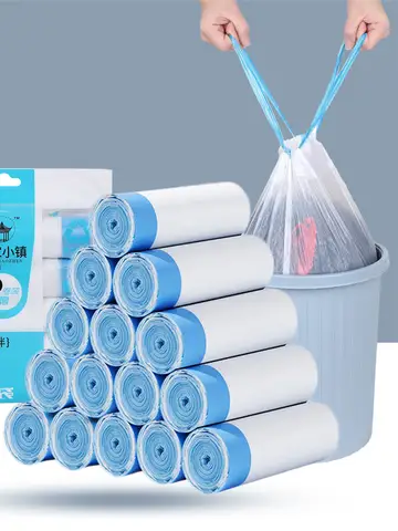 45x50cm Scented Drawstring Trash Bags - Thickened Large Fragrant Garbage BagswithHandles, 4 Scents (Rose/Lavender/Lemon/Vanilla)
