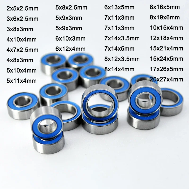 50 Stück Gummidichtete Miniatur-Kugellager 3x8x3 4x7x2,5 5x11x4 6x12x4 7x11x3 8x22x7 10x15x4 12x18x4mm RC Auto Spielzeug Lager-Set – Detail 2