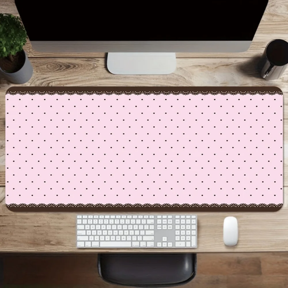 mouse-pad-grande-para-jogos-em-rosa-e-marrom-com-poas-tapete-de-mesa-xxl-com-acabamento-em-renda-para-escritorio