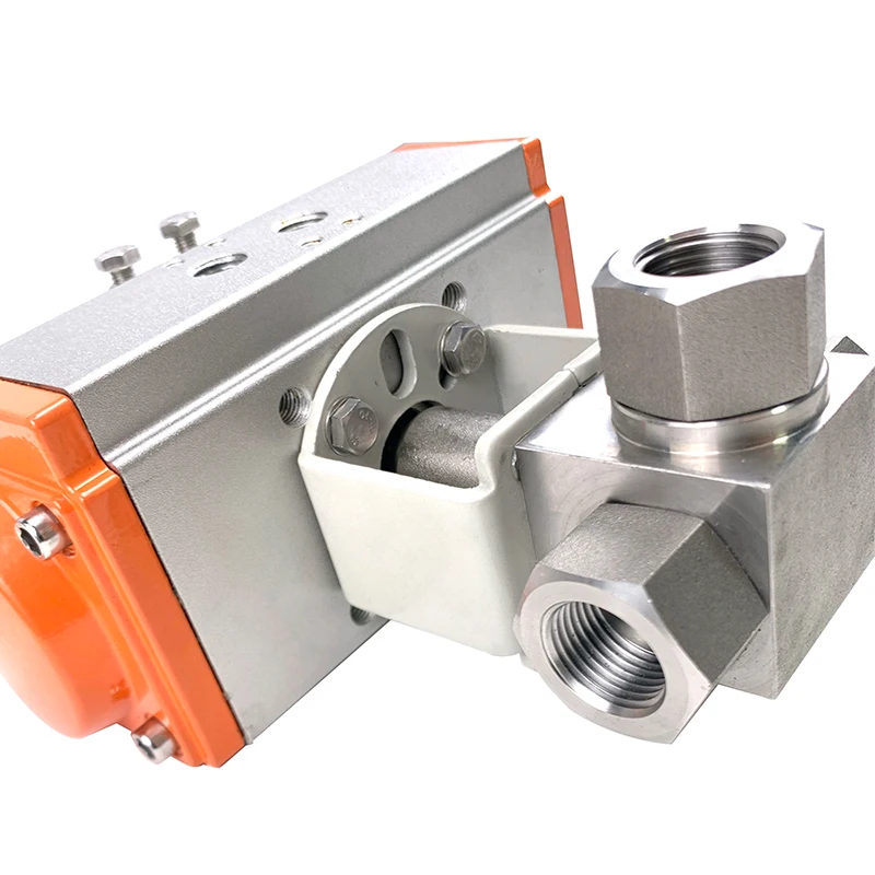 High Pressure Pneumatic Three-Way Ball Valve 304 Stainless Steel Female Thread T/L-Type 320bar Industrial Grade 3-Way Valve
