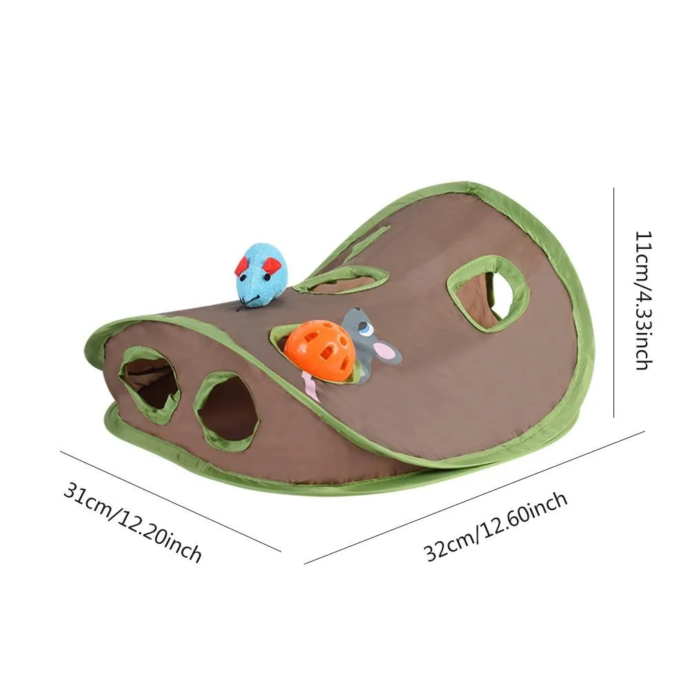 Cute Pet Cat Interactive Hide Seek Game 9 Holes Tunnel Mouse Hunt Intelligence Toy Pet Hidden Hole Kitten Foldable Toys