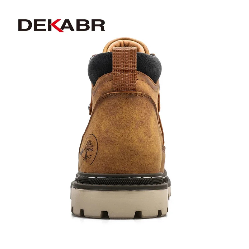 DEKABR Casual Shoes For Men Autumn Winter Warm Fur Plus Comfortable Retro Boots Wear-Resistan Leisure Vintage Style Boots Men