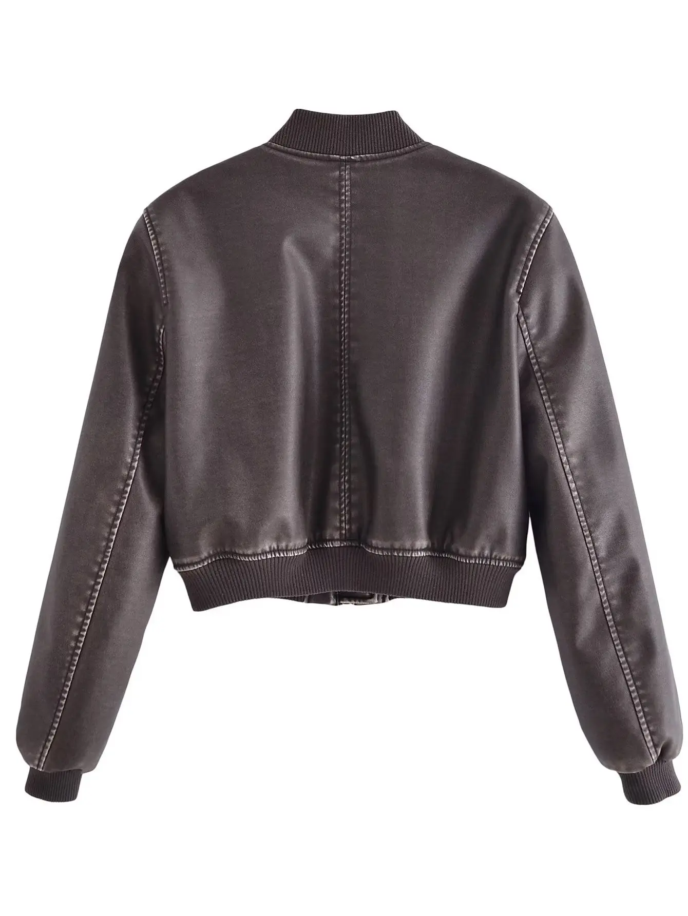 Giacca in pelle donna 2023 autunno primavera giacca Moto Biker da donna con cerniera giacca da baseball cappotti capispalla da donna vintage marrone