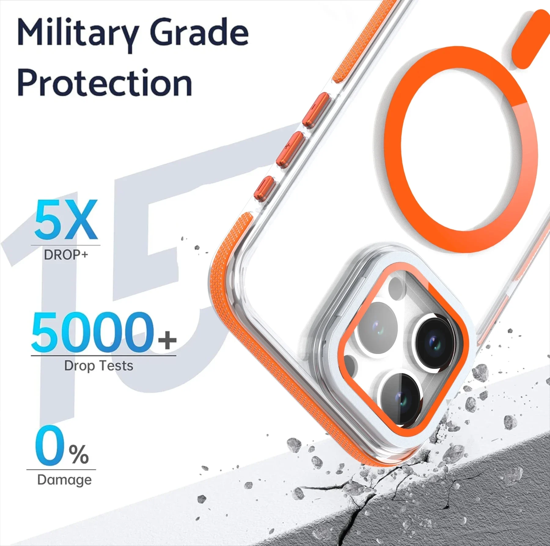 Magnetyczne etui na telefon z podstawką i ochroną aparatu do Magsafe iPhone 16 15 14 Pro Max Plus 13 12 11, przezroczyste, odporne na wstrząsy, twarde etui — zdjęcie produktu 5